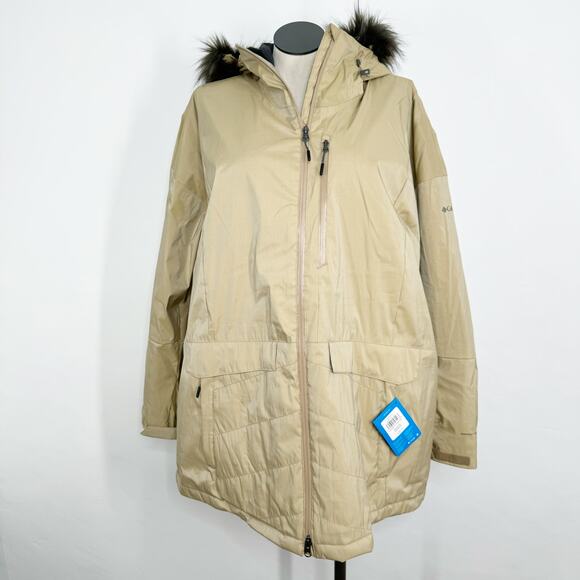 NWT Columbia Mount Bindo II Insulated Jacket Tan Faux Fur Winter Snow Size 3X